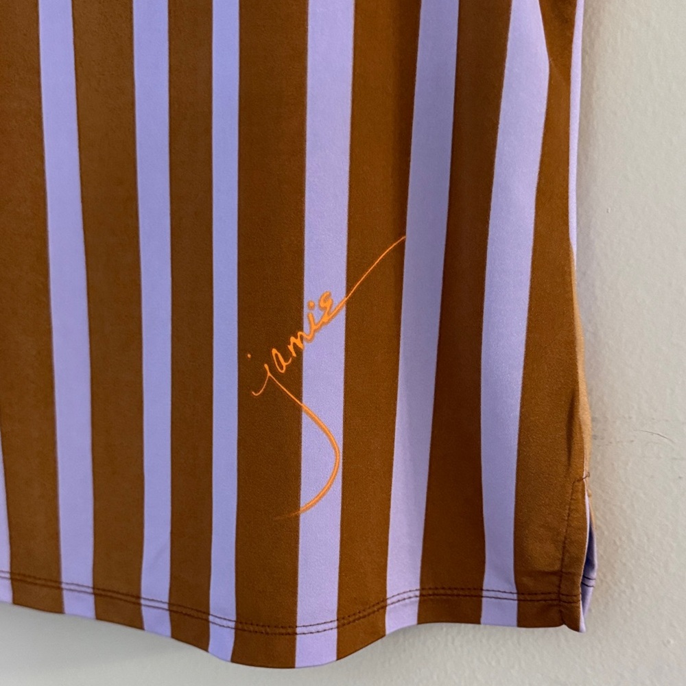 Jamie Sadock Brown Multicolor Striped Short Sleeve Top - Picture 6 of 12